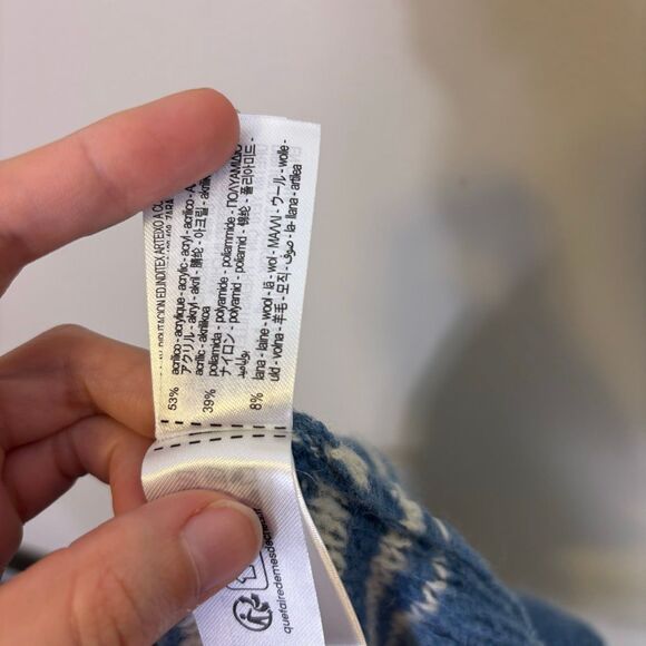 Zara Blue & White Striped Mock Neck Cropped Wool Blend Sweater Size Small - Picture 6 of 6